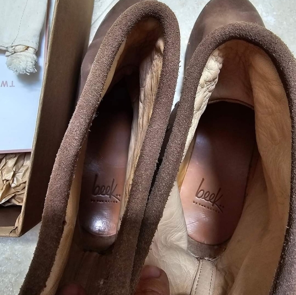 Beek Junco Brown Suede Studded Leather Slouch Booties - Picture 5 of 8